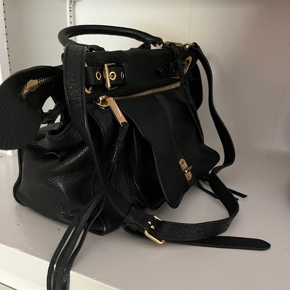 Rebecca minkoff black and gold bag